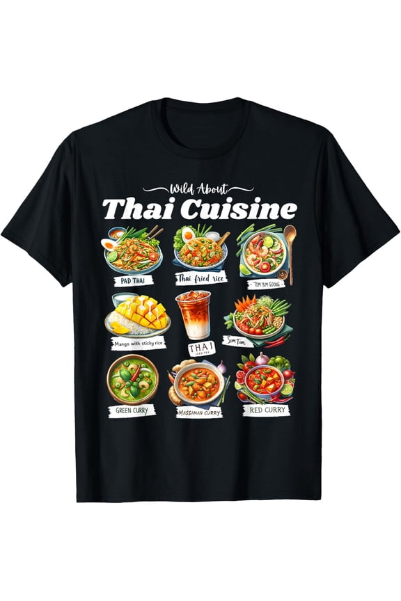 t-shirt Thai Cuisine Restaurant Foodie Crew Asian Food Art Matching T-Shirt mens，black，women，funny，journey，Crew Neck, Short Sleeve,custom clothing patterns.gift