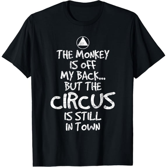 The Monkey Is Off My Back - Sobriety Anniversary Sober AA NA T-ShirtMen and women, Black T-shirt, size: Extra large S-4XL