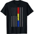 thumbnail image 1 of t-shirt Thin Red Gold Blue Line Flag Fire Police Dispatcher T-Shirt mens t shirt，black，women，funny，misfits，men，journey, 1 of 4