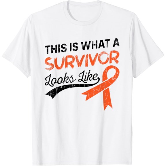 t-shirt This Is What Survivor Looks Like Leukemia Awareness Graphic T-Shirt mens, woman, white，funny，journey，Crew Neck, Short Sleeve,printing