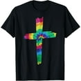 thumbnail image 1 of t-shirt Tie Dye Cross God Jesus Faith Hippie Christian Men Women T-Shirt mens，black，women，funny，men，journey，Crew Neck, Short Sleeve,printing, 1 of 4