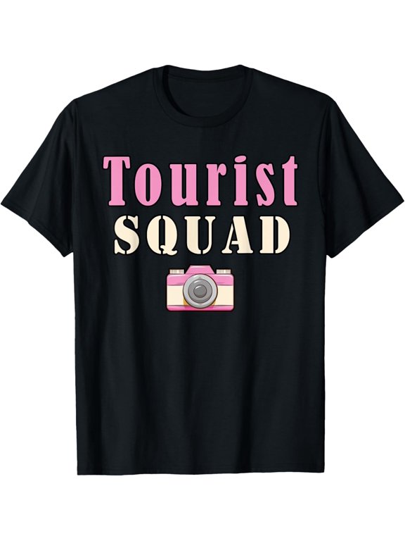t-shirt Tourist Squad Camera Girl Souvenir Vacation Travel Retro T-Shirt mens,black,women,funny,men,journey,Crew Neck, Short Sleeve,printing