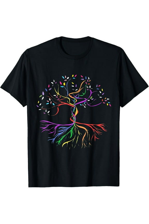 t-shirt Tree Life Rainbow LGBT Cool Gay Pride Flag Ally T-Shirt mens,black,women,funny,journey,Crew Neck, Short Sleeve,printing