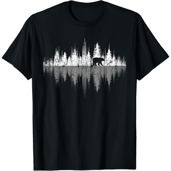Trees Reflection Wildlife Nature Animal Bear Outdoor Forest Funny Creative Graphic Women T-Shirt
