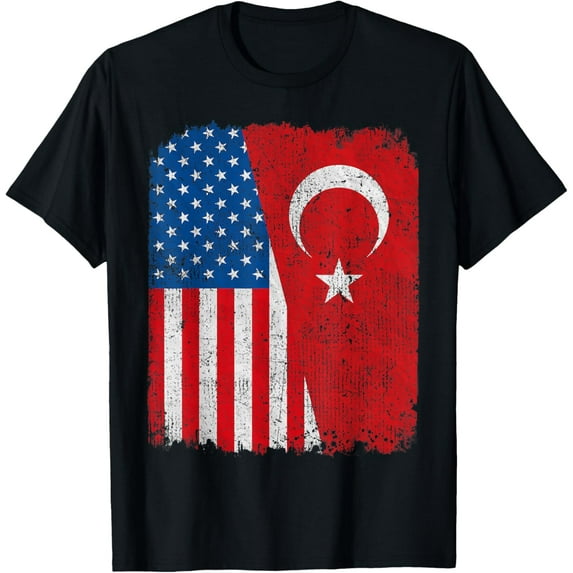 t-shirt Turkish American Flag Half USA Turkey Root Proud T-Shirt.