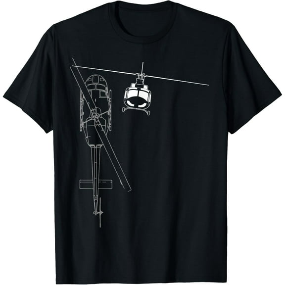 t-shirt UH-1 Huey Helicopter Line Art T-shirt mens t shirt,black,women,funny,misfits,men,journey