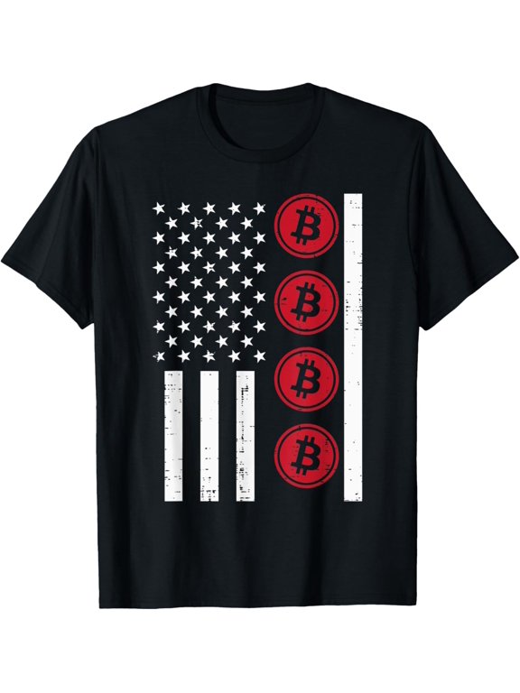 t-shirt US Flag Red Bitcoin BTC Crypto Cryptocurrency Patriotic T-Shirt mens,black,women,funny,men,journey,Crew Neck, Short Sleeve,printing