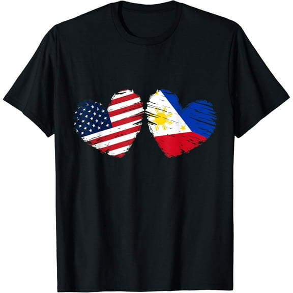 USA Philippines Flag Heart Valentines Day Filipino American T-Shirt mens t shirt,black,women,funny,misfits,men,journey