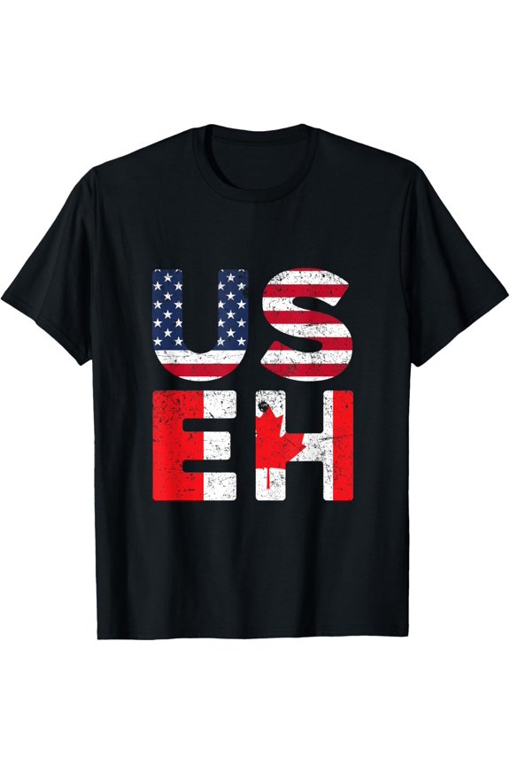 t-shirt USA Pride US Flag Day USEH Canadian Canada T-Shirt mens,black,women,funny,journey,Crew Neck, Short Sleeve,printing