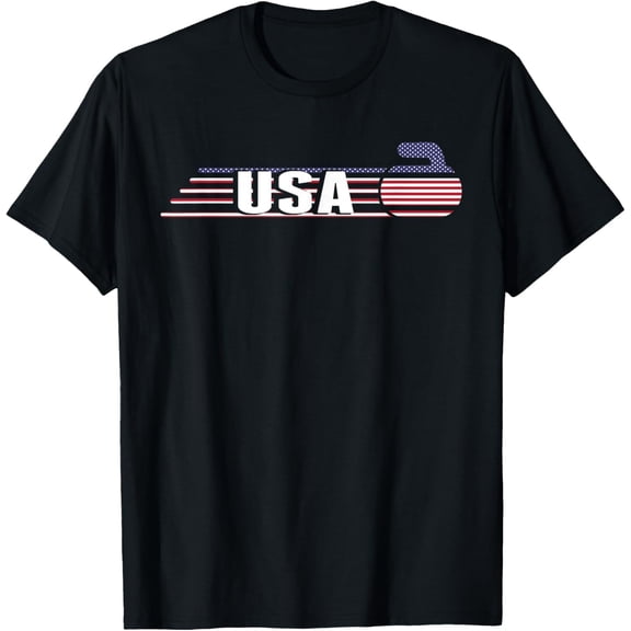 USA Team Curling Rock Jersey - Vintage Winter Sports Lovers T-Shirt