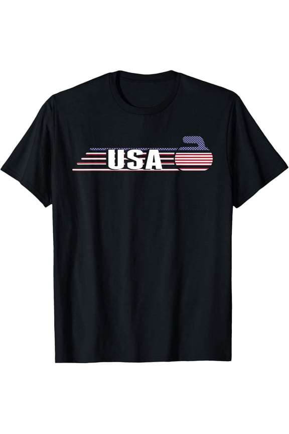 USA Team Curling Rock Jersey - Vintage Winter Sports Lovers T-Shirt