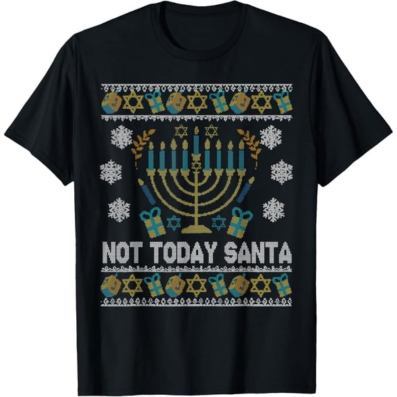 t-shirt Ugly Hanukkah Sweater Not Today Santa Funny Jewish Men Women T-Shirt.