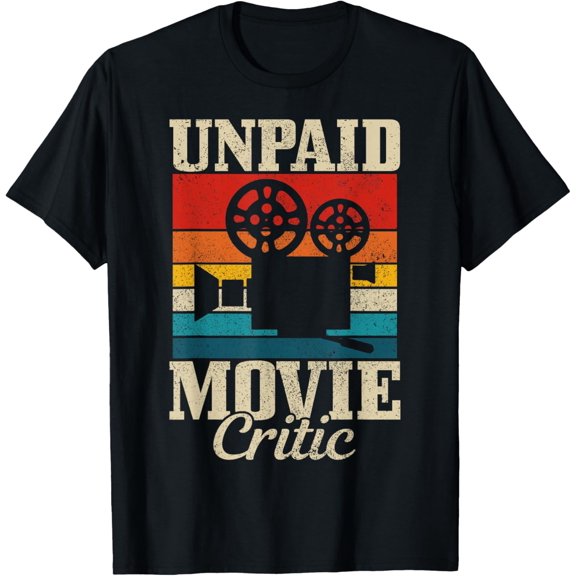 t-shirt Unpaid Movie Critic Vintage Film Camera Filmmaker Funny Gift T-Shirt mens,black,women,funny,journey,Crew Neck, Short Sleeve,printing