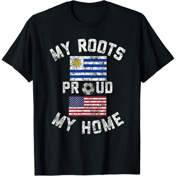 t-shirt Uruguay Soccer My Roots My Home Vintage Flag Fan Shirt T-Shirt mens,black,women,funny,journey,Crew Neck, Short Sleeve,custom clothing patterns.gift