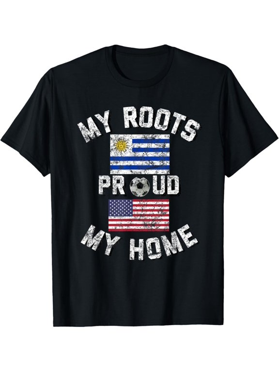 t-shirt Uruguay Soccer My Roots My Home Vintage Flag Fan Shirt T-Shirt mens,black,women,funny,journey,Crew Neck, Short Sleeve,custom clothing patterns.gift
