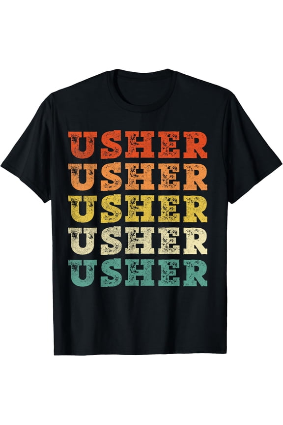 t-shirt Usher Vintage Retro T-Shirt mens,black,women,funny,journey,Crew Neck, Short Sleeve,custom clothing patterns.gift