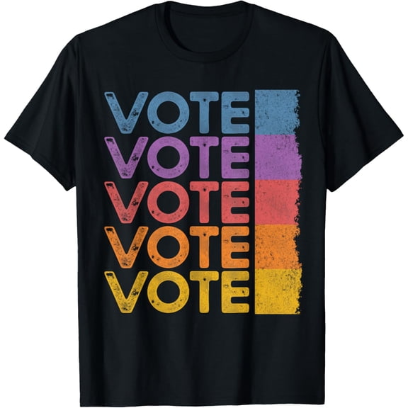 t-shirt VOTE Retro Vintage Election 2024 Voter T-Shirt mens，black，women，funny，journey，Crew Neck, Short Sleeve,printing