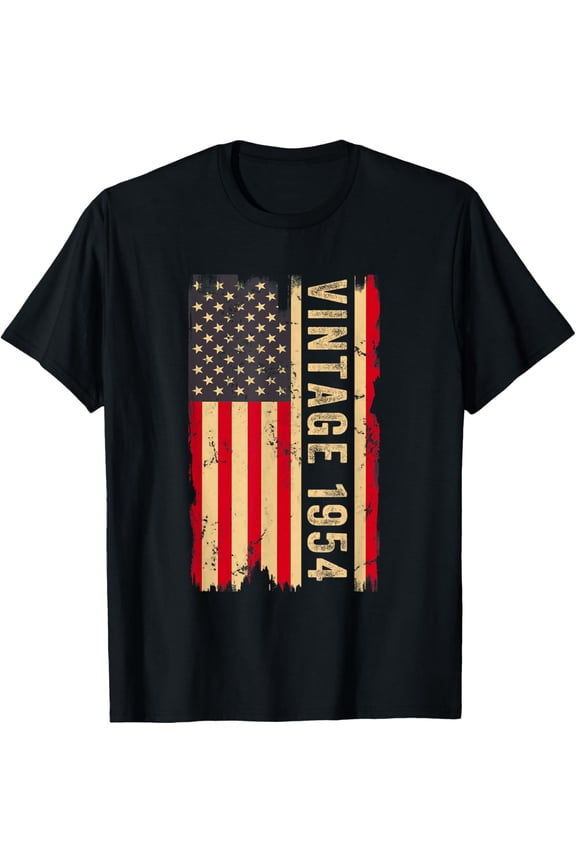 t-shirt Vintage 1954 70th Birthday Gifts 70 Years Old American Flag T-Shirt.