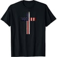 thumbnail image 1 of t-shirt Vintage American Flag Christian Cross USA Patriotic Gift T-ShirtMen and women can wear, black T-shirts, gifts. Age: M,L，XL 2XL, 3XL, 4XL, 1 of 4