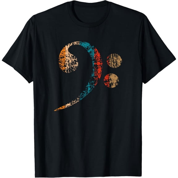 Vintage Bass Clef for Bass Players, Bassists Bands Orchestra T-ShirtMen and women, Black T-shirt, size: Extra large