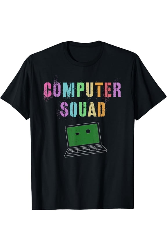 t-shirt Vintage COMPUTER SQUAD Science Technology Teacher Team T-Shirt mens,black,women,funny,men,journey,Crew Neck, Short Sleeve,printing