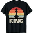 thumbnail image 1 of t-shirt Vintage Retro King Chess Piece Halloween Costume Chess Club T-Shirt mens，black，women，funny，journey，Crew Neck, Short Sleeve,custom clothing patterns., 1 of 4