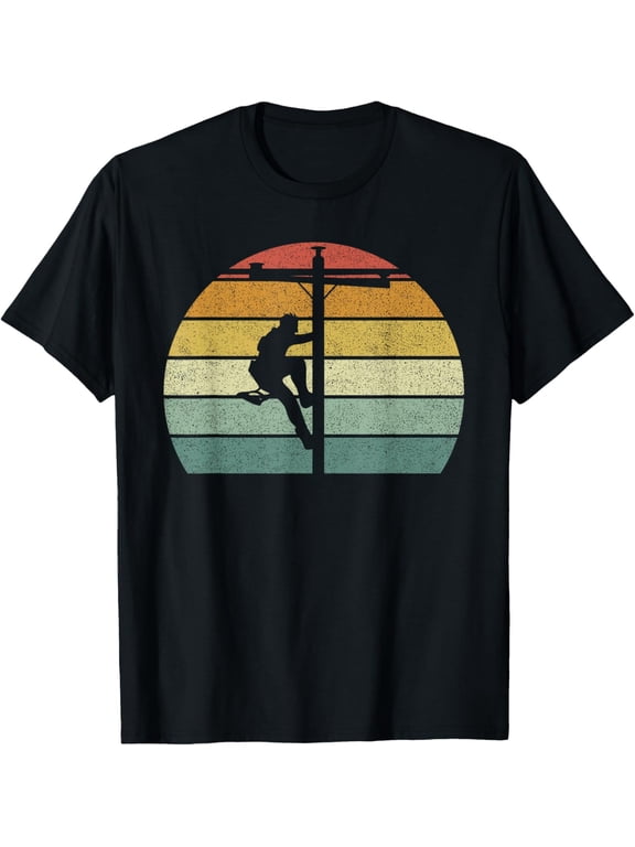 t-shirt Vintage Retro Lineman Line Worker Utility Pole Funny Lineman T-Shirt.