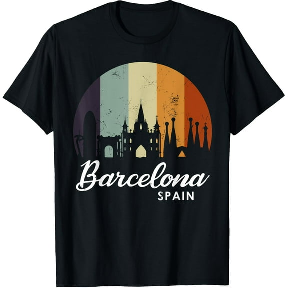 t-shirt Vintage Spain gift, Spain gift, Barcelona gift T-Shirt mens,black,women,funny,journey,Crew Neck, Short Sleeve,custom clothing patterns.gift