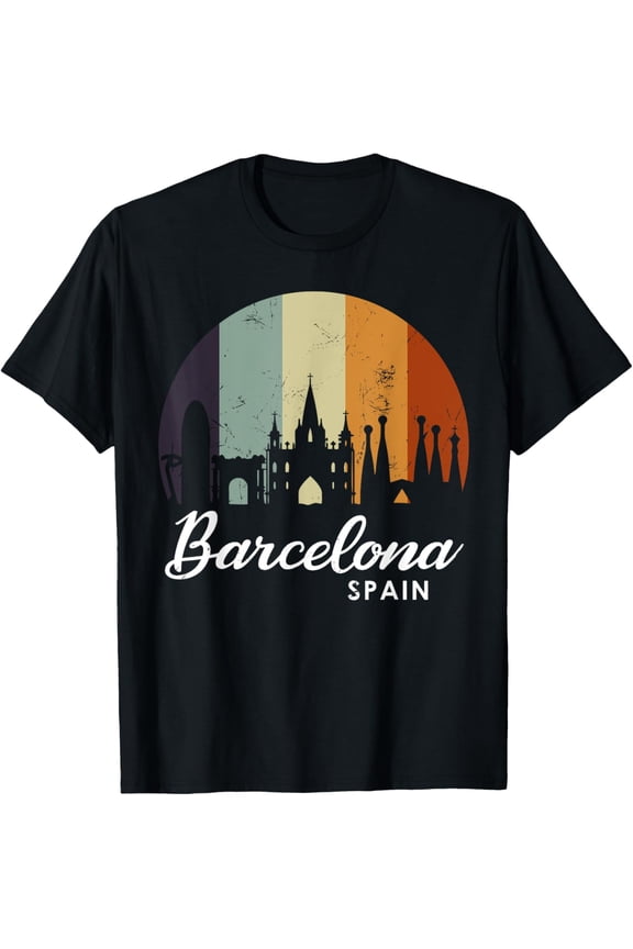 t-shirt Vintage Spain gift, Spain gift, Barcelona gift T-Shirt mens,black,women,funny,journey,Crew Neck, Short Sleeve,custom clothing patterns.gift