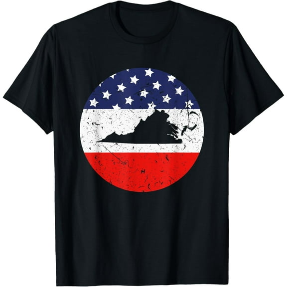 t-shirt Virginia Map Home State Lover Distressed USA Flag VA Gift T-Shirt mens，black，women，funny，journey，Crew Neck, Short Sleeve,printing