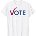 thumbnail image 1 of t-shirt Vote Cool Red Blue T-Shirt for Men and Women 2024 Election T-Shirt mens, woman, white，funny，journey，Crew Neck, Short Sleeve,custom clothing patterns.gift, 1 of 4