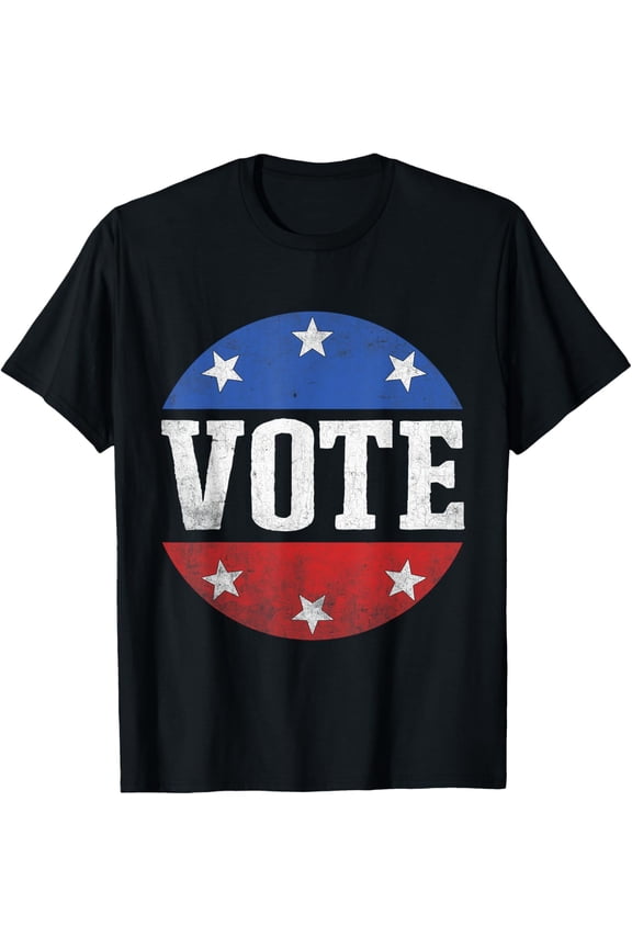 t-shirt Vote Shirt Women Men Election 2024 Voter Vintage Button T-Shirt mens,black,women,funny,journey,Crew Neck, Short Sleeve,printing