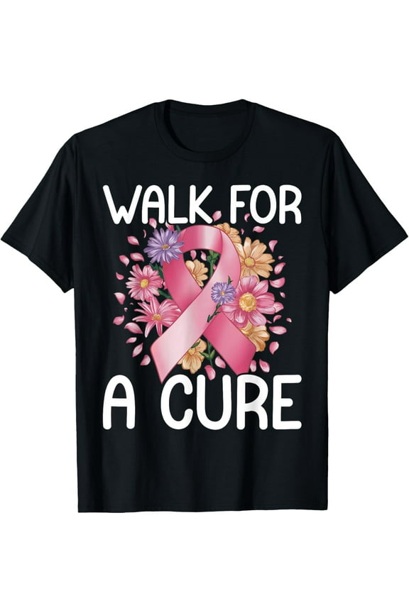 t-shirt Walk For A Cure Making Strides Breast Cancer Awareness T-ShirtMen and women can wear, black T-shirts, gifts. Age: M,L,XL 2XL, 3XL, 4XL