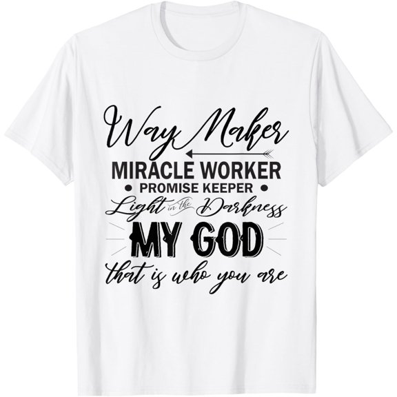 t-shirt Way Maker Waymaker Promise Keeper Miracle Worker Christian T-Shirt mens, woman, white，funny，journey，Crew Neck, Short Sleeve,custom clothing patterns.gift