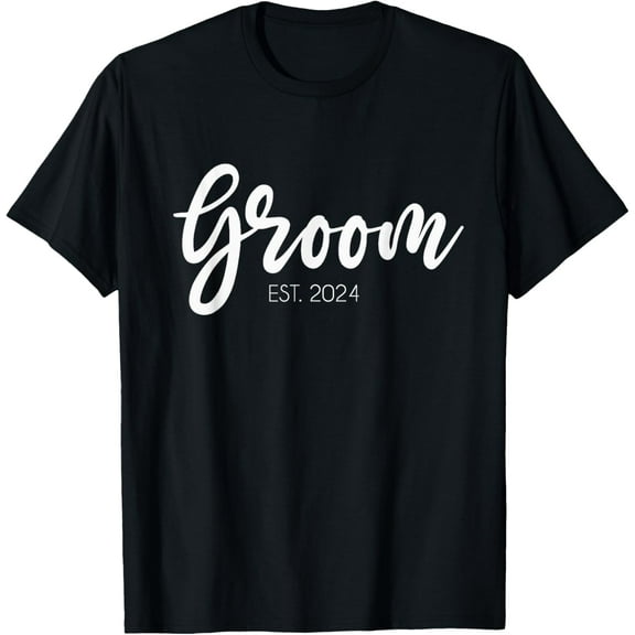 t-shirt Wedding Matching Gifts Groom Est. 2024 Groom Gift T-Shirt mens，black，women，funny，journey，Crew Neck, Short Sleeve,custom clothing patterns.gift