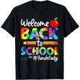 thumbnail image 1 of t-shirt Welcome Back To School Lunch Lady Cafeteria Tie Dye Leopard T-Shirt mens，black，women，funny，men，journey，Crew Neck, Short Sleeve,printing, 1 of 4