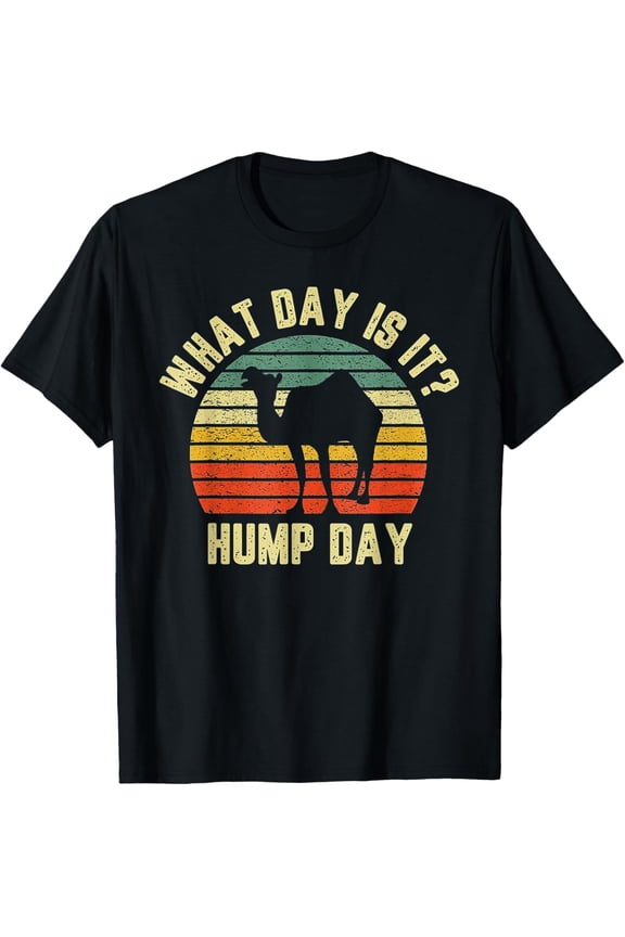 t-shirt What Day Is It Hump Day Camel Retro Vintage Sunset Shirt T-Shirt mens,black,women,funny,journey,Crew Neck, Short Sleeve,printing