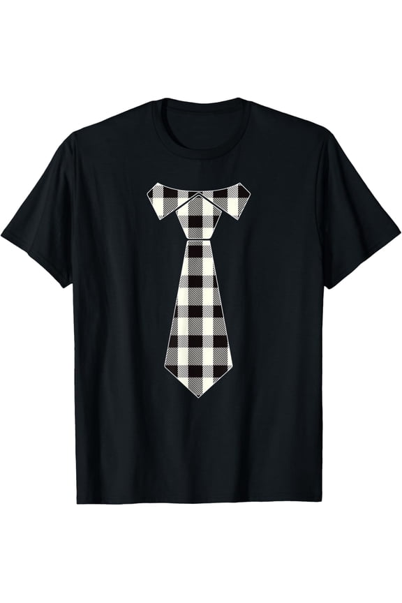 t-shirt White Buffalo Plaid Check Tie Christmas Gift for Men Dad T-ShirtMen and women can wear, black T-shirts, gifts. Age: M,L，XL 2XL, 3XL, 4XL