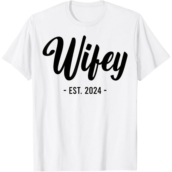 t-shirt Wife Est 2024 Just Married Honeymoon Husband Wedding Couple T-ShirtMen and women can wear white T-shirts, gifts. Age: M,,L,XL,2XL,3XL, 4XL