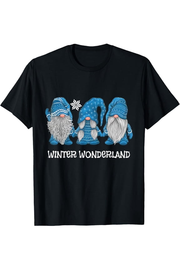 t-shirt Winter Wonderland Gnomes Winter Snowy Gnomes Snow Gnome T-Shirt mens,black,women,funny,journey,Crew Neck, Short Sleeve,custom clothing patterns.gift