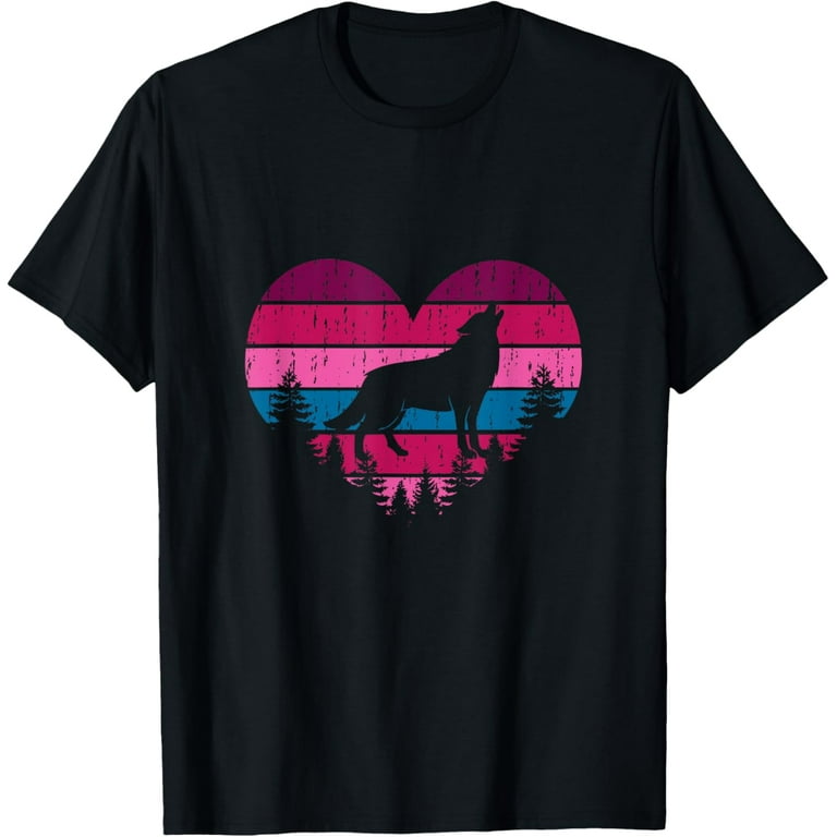 Wolf Girl Valentines Day Vintage T-Shirt Cute Loves Wolves Wolf Girl Valentines Day Vintage T-Shirt Cute Loves Wolves