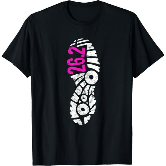 Women's Pink 26.2 Marathon Runner Footprint T-Shirt men and women can wear, black, white, gifts