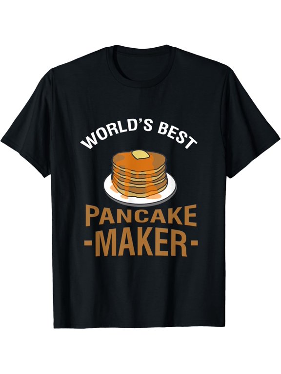 t-shirt World's Best Pancake Maker T-Shirt mens,black,women,funny,journey,Crew Neck, Short Sleeve,custom clothing patterns.gift