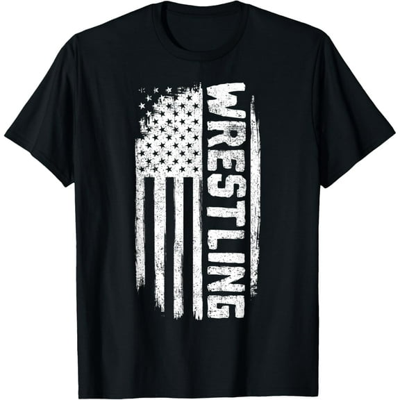 t-shirt Wrestling American USA Flag Wrestler mens，black，women，funny，journey，Crew Neck, Short Sleeve,printing