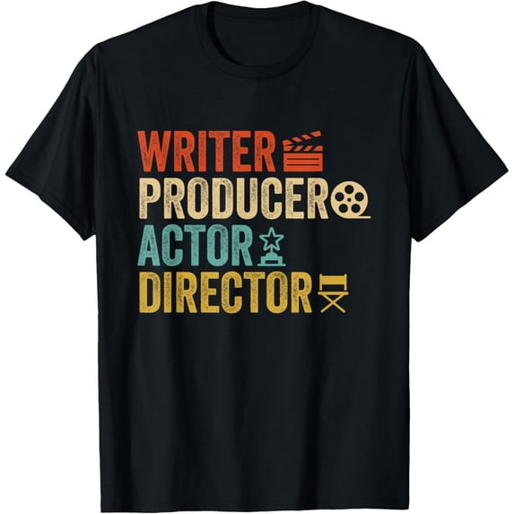 t-shirt Writer Producer Actor Director Retro Film Filmmaking T-Shirt mens,black,women,funny,men,journey,Crew Neck, Short Sleeve,printing