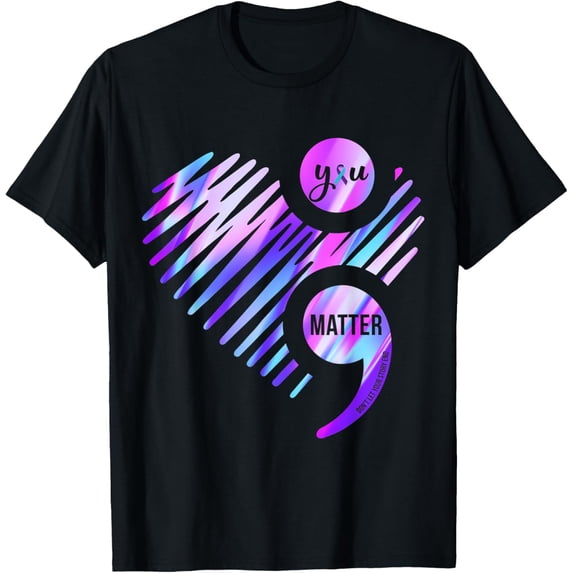 t-shirt You Matter Suicide Prevention Awareness Teal & Purple Ribbon T-Shirt mens,black,women,funny,journey,Crew Neck, Short Sleeve,custom clothing patterns.gift