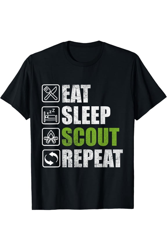 t-shirt cool Scouting Lover eat sleep scout repeat T-Shirt mens,black,women,funny,journey,Crew Neck, Short Sleeve,printing