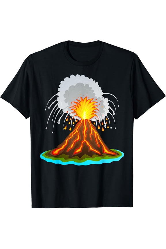 t-shirt cool volcano, eruption, volcanic eruption, lava, magma T-Shirt mens，black，women，funny，journey，Crew Neck, Short Sleeve,custom clothing patterns.gift