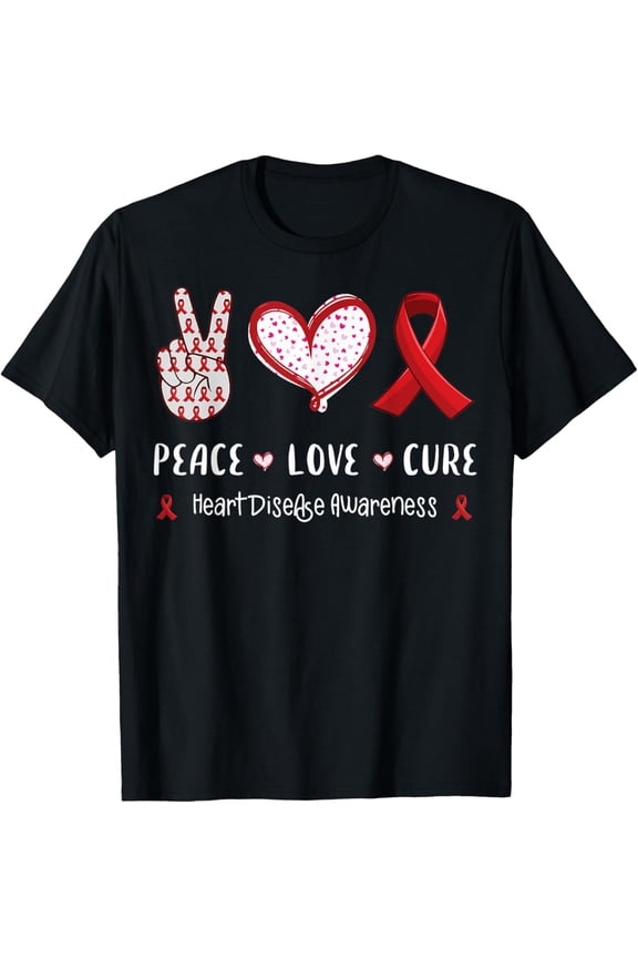 t-shirt cure heart disease awareness men women kids T-Shirt mens,black,women,funny,men,journey,Crew Neck, Short Sleeve,printing