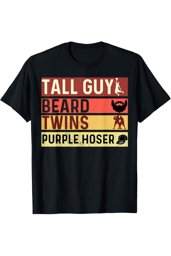 t-shirt for kids dude-TALL GUY BEARD TWINS PURPLE HOSER T-Shirt mens,black,women,funny,journey,Crew Neck, Short Sleeve,printing